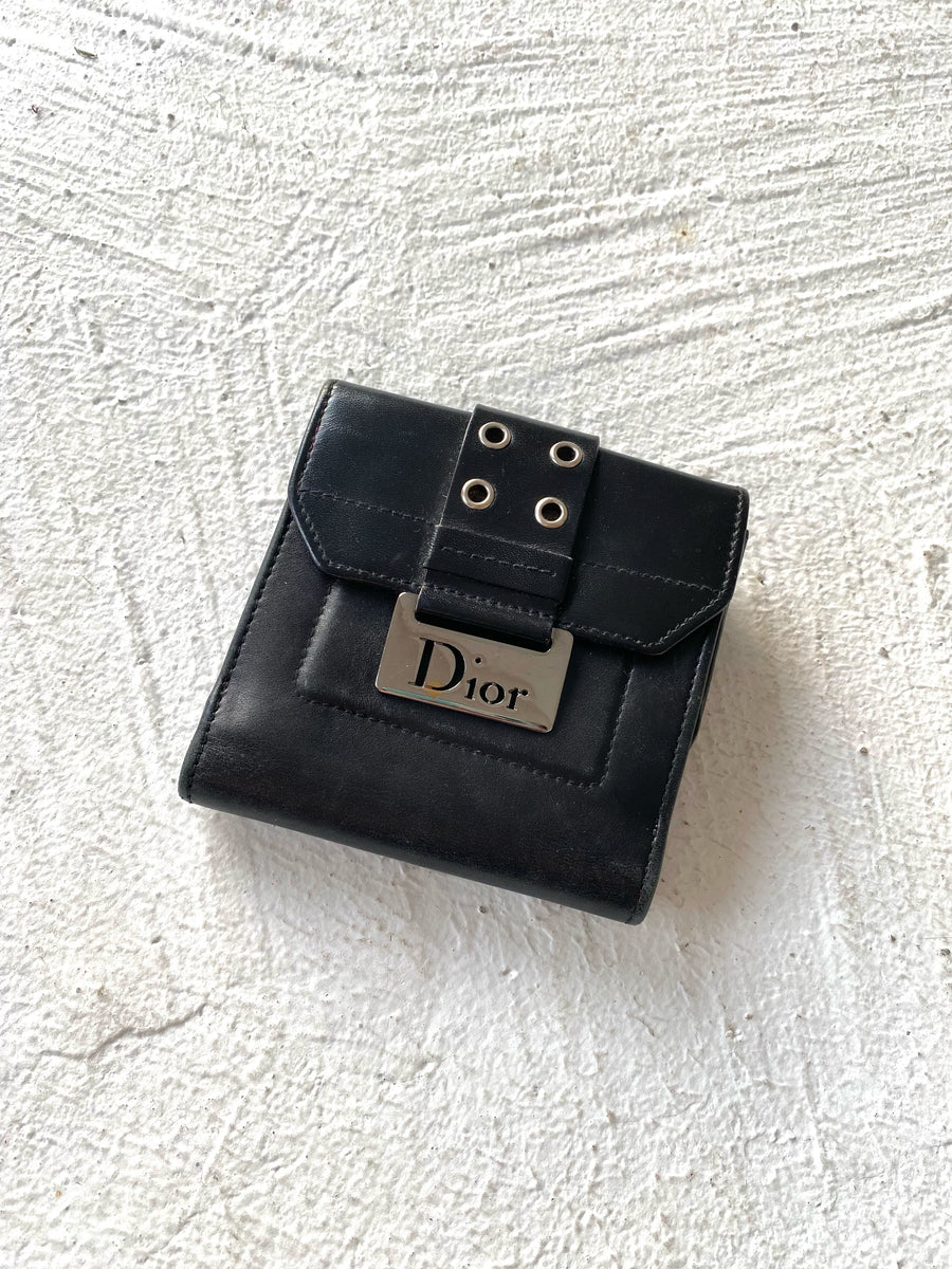 Vintage Christian Dior Embossed Black Wallet 