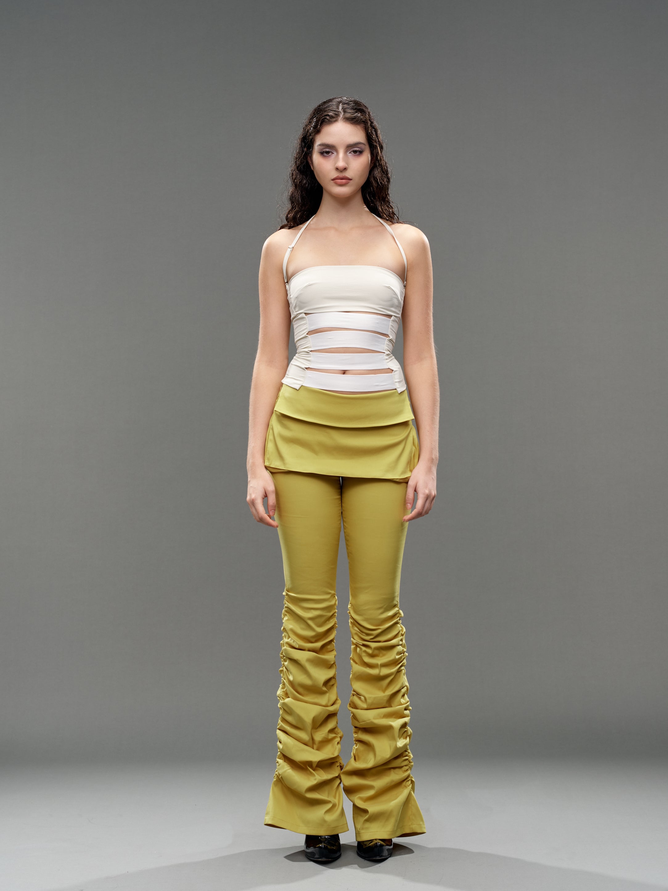 Gathered Flare Trousers