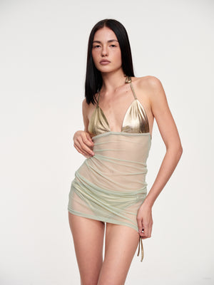 Metallic Mesh Dress Bikini Set