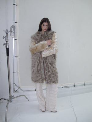 CSFC Multi-pattern Fur Long Jacket