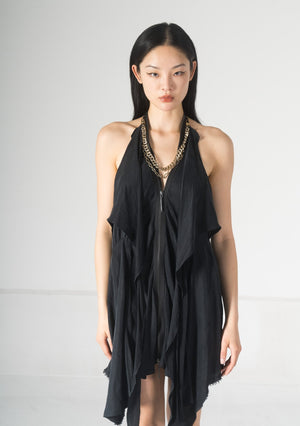 CSFC(C)  Zip-up Halter Dress w/Chain