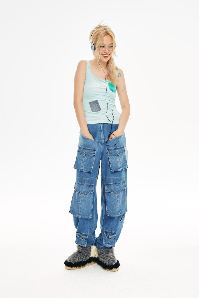 CSFC Label Baggy! Patch Pockets Mid-rise Jeans