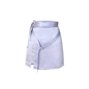 CSFC-Label Purple Acetate Skirt w Belts