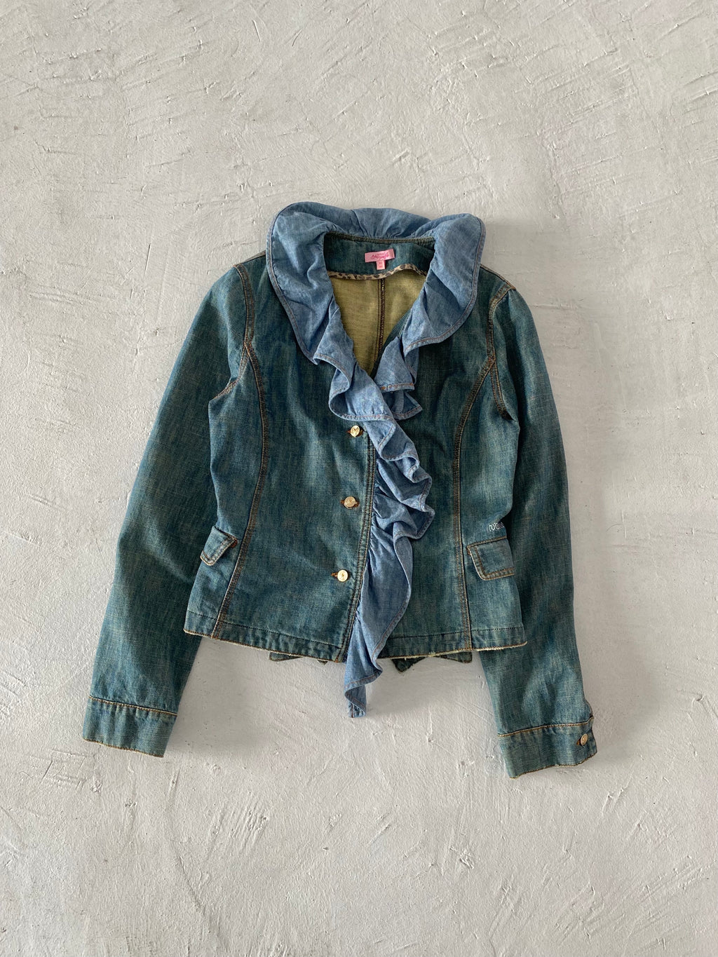 Vintage Roberto Cavalli Ruffled Denim Jacket