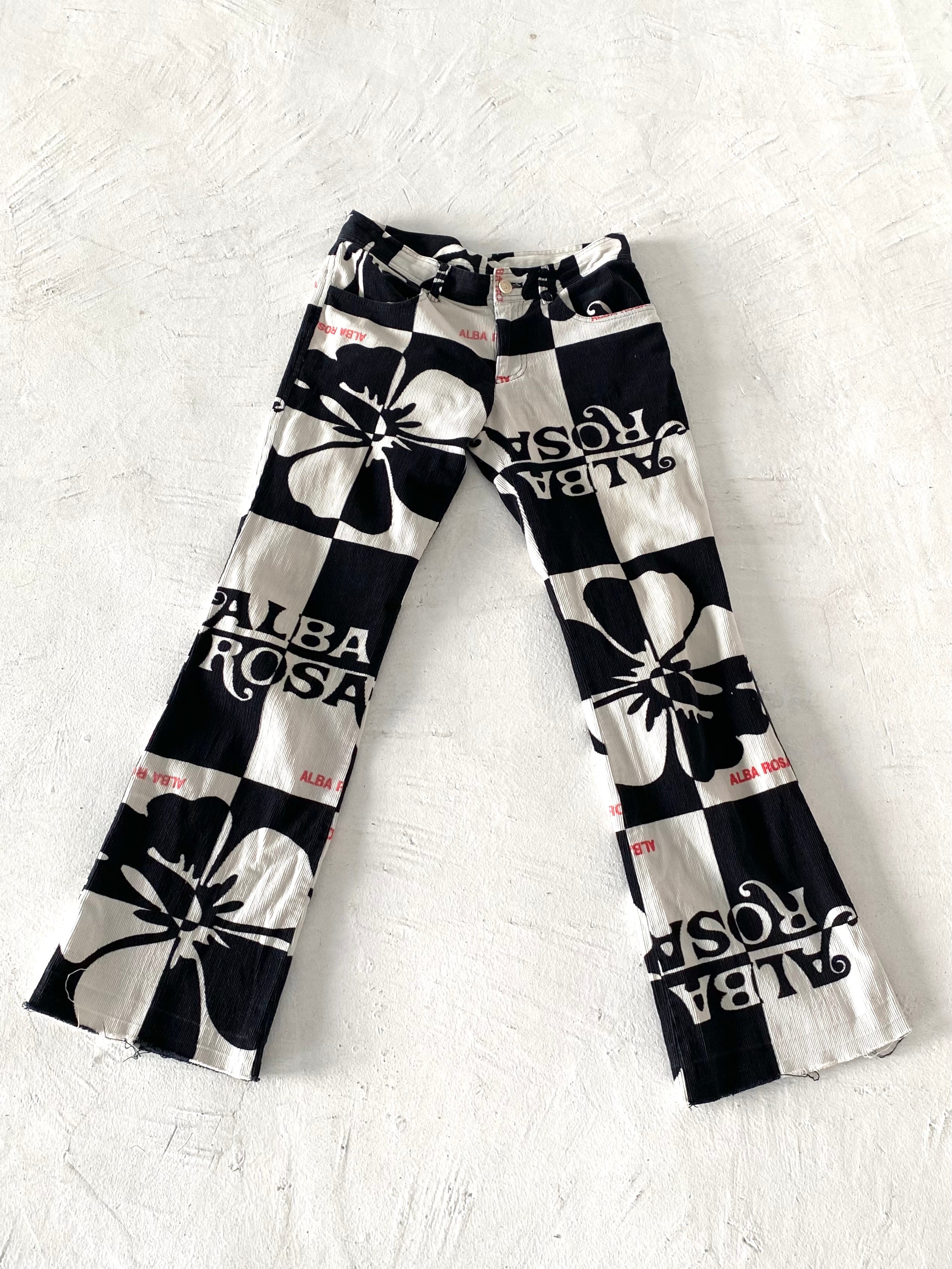 Vintage Alba Rosa Corduroy Full Print Low Waist Pants