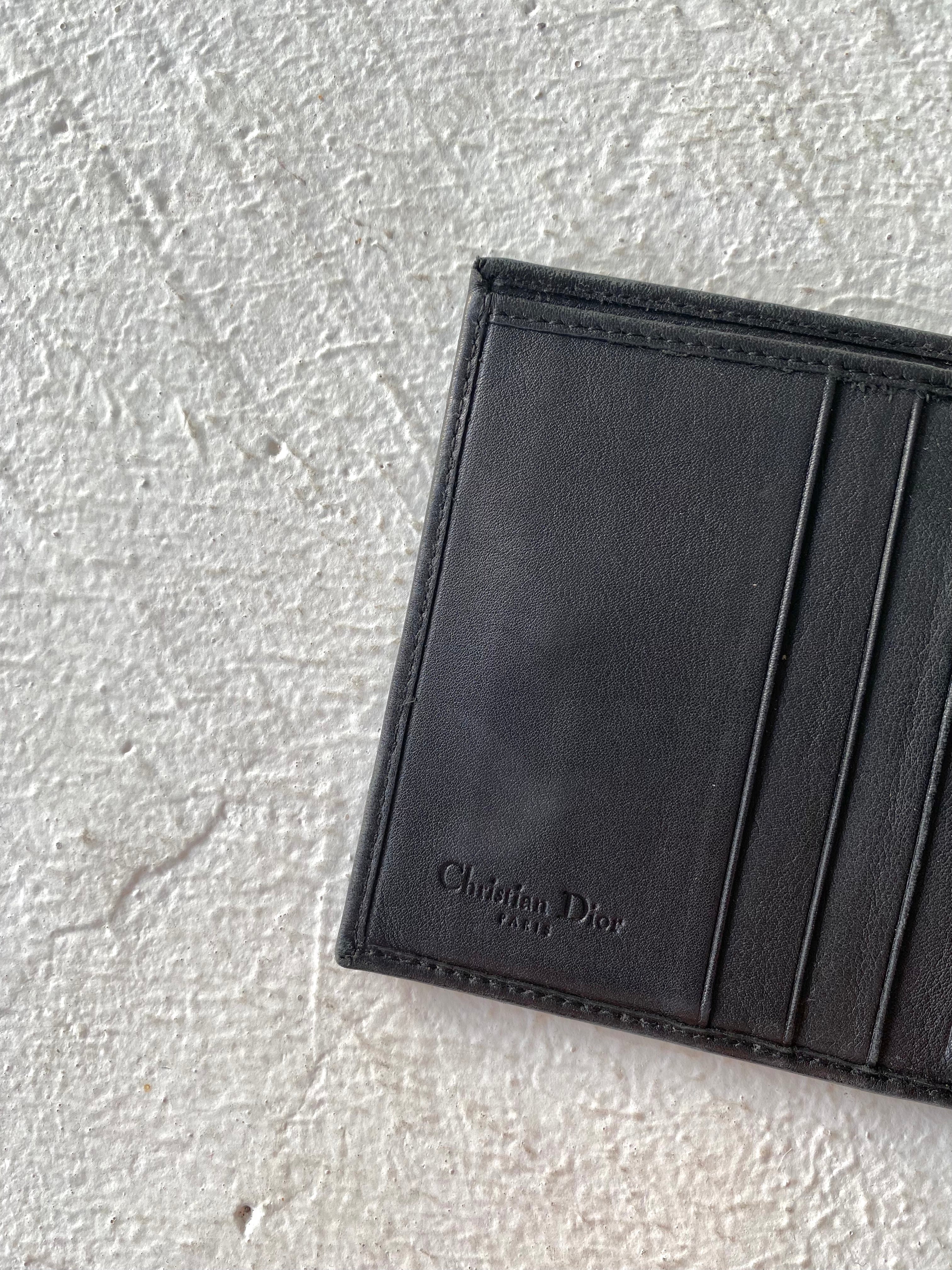 Vintage Christian Dior Embossed Black Wallet 