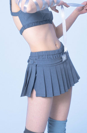 CSFC Pajama Shorts W Pleated Skirt (Grey Blue)
