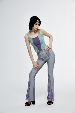 CSFC-Label Purple Semi-sheer Patched Trousers