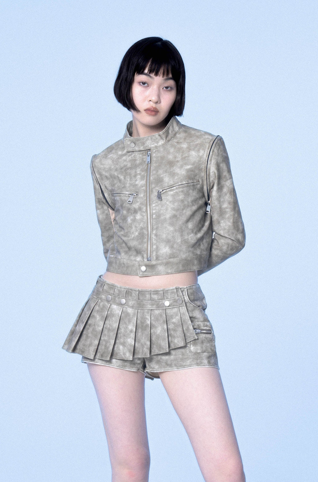CSFC Leather Shorts W Pleated Skirt
